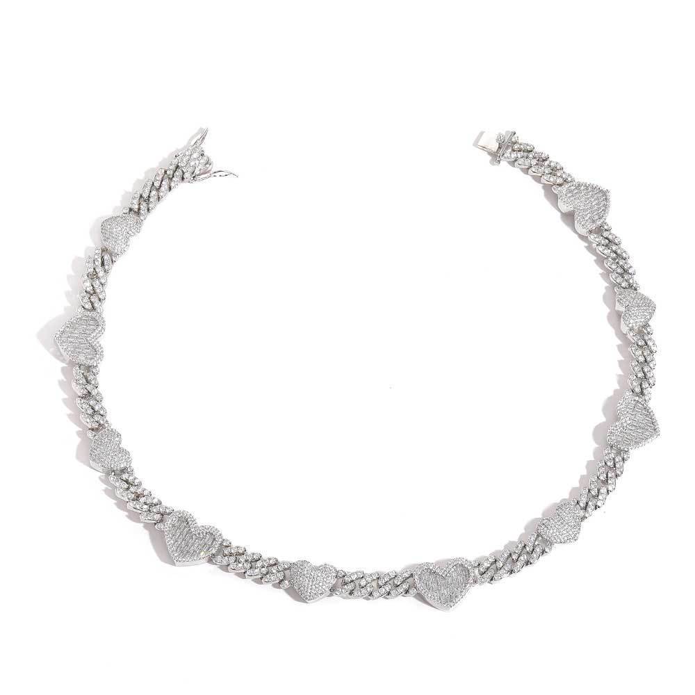 Personality Cuban Link Chain Dignified Sense Of Design Heart Clavicle Chain
