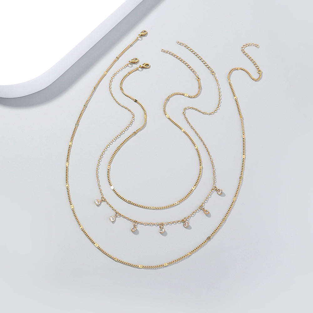 Unusual multi-layer necklace with micro-zircon necklace