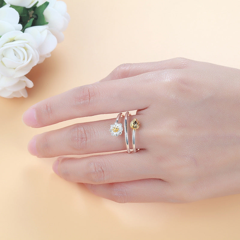 Fashion Simple And Creative Lotus Ring Female