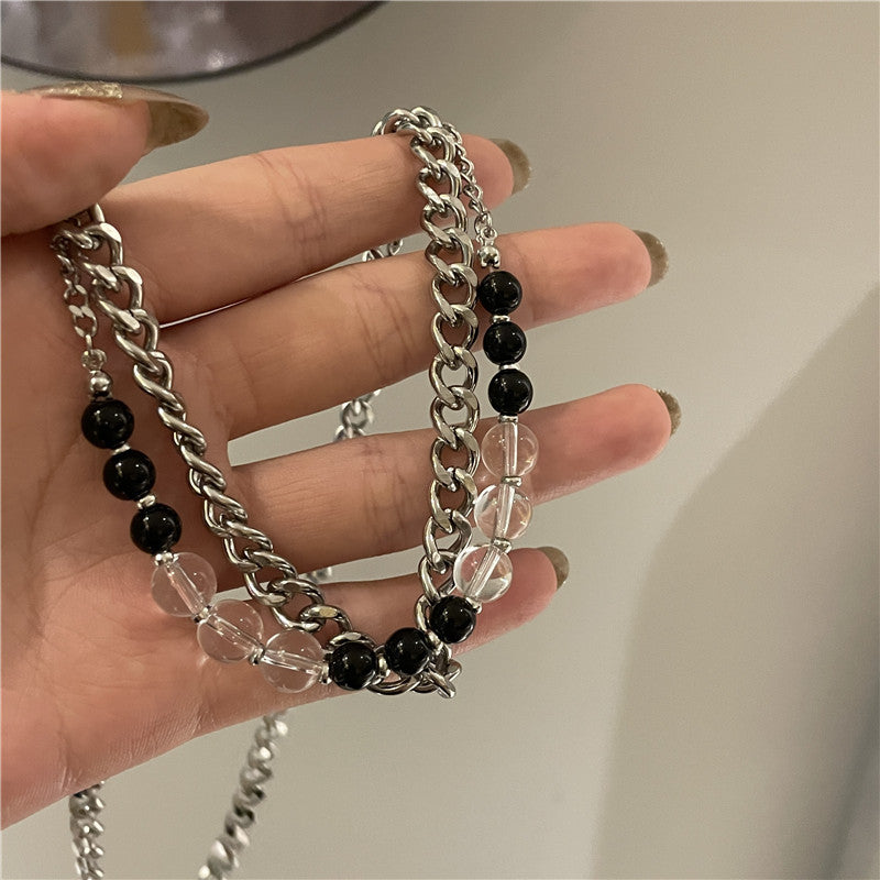 Fashionable Titanium Steel Chain Beaded Women