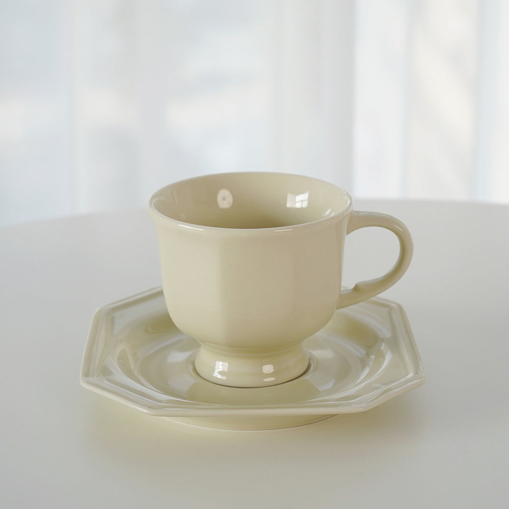Retro Octagon Light Luxury Tea Cup And Saucer Set