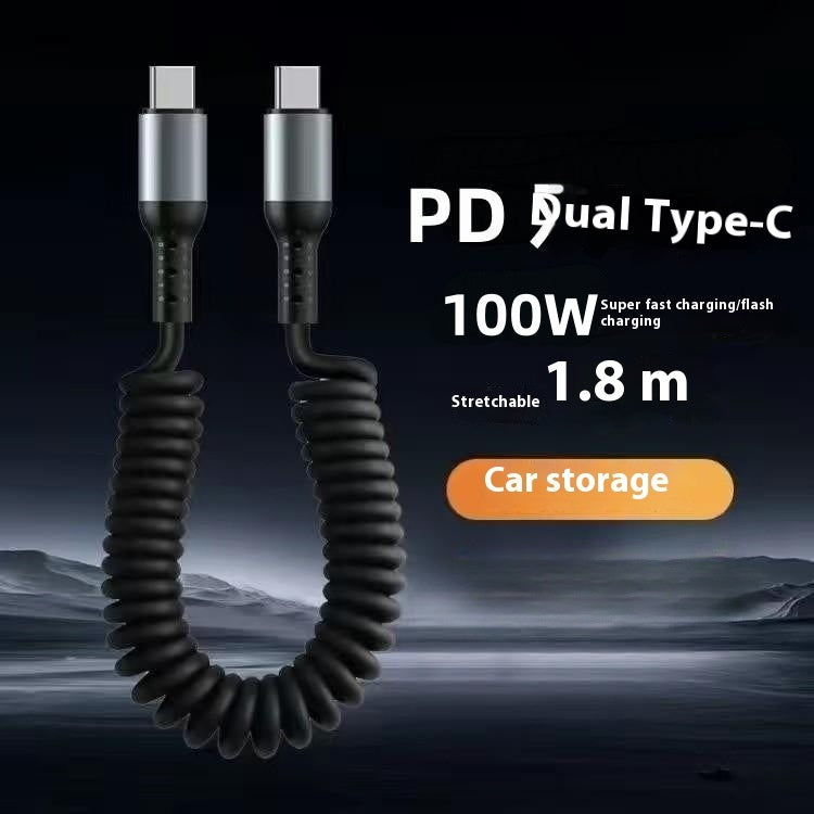 Spring Retractable Storage Mobile Phone Charging Cable