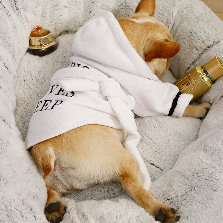 Pet Hooded Bathrobe White Coral Casual