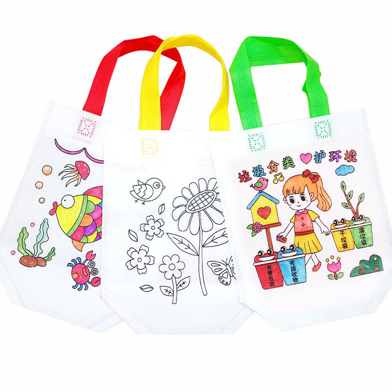 Non-woven Children's Hand-painting And Coloring Graffiti Bag