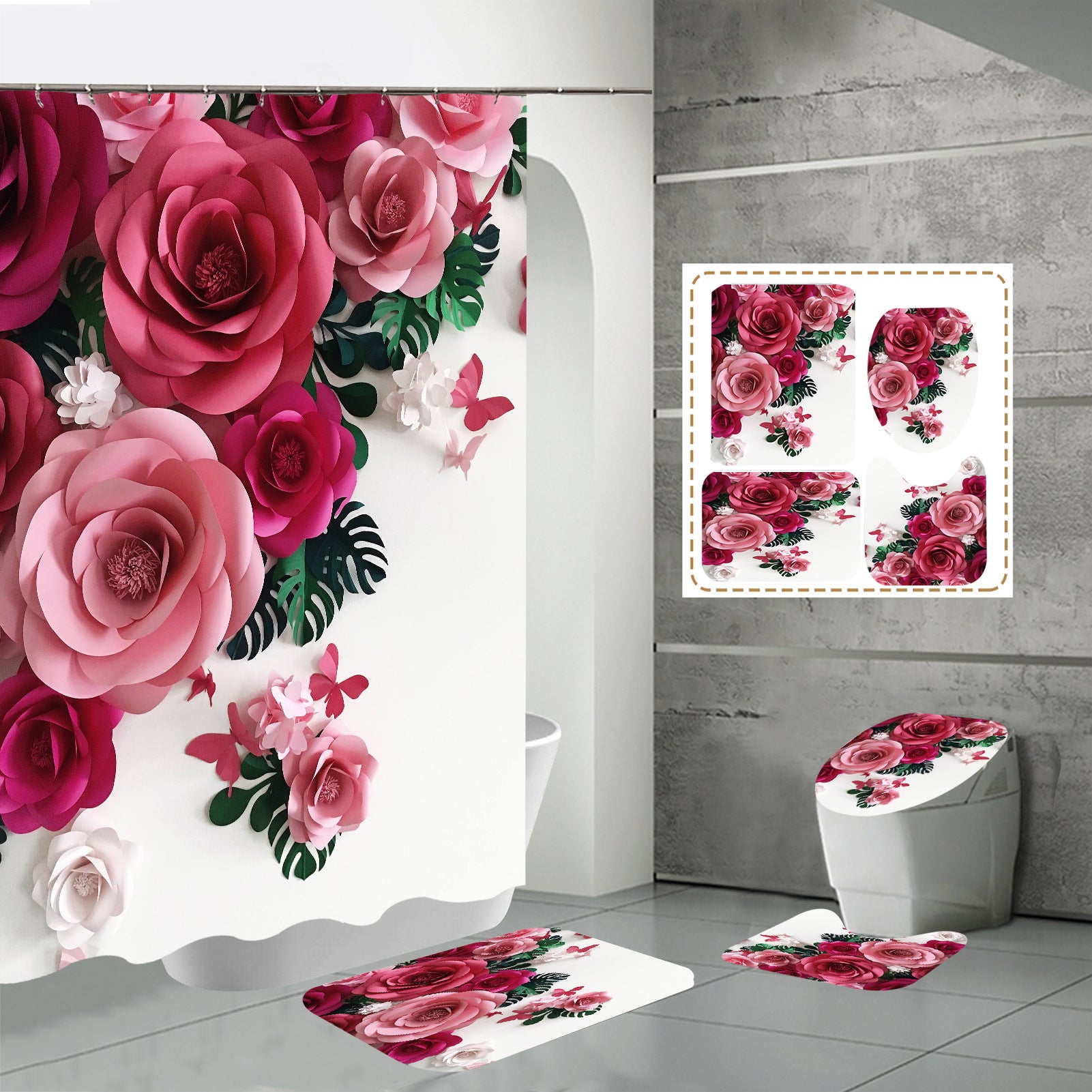 3D HD Digital Printing Bathroom Shower Curtain