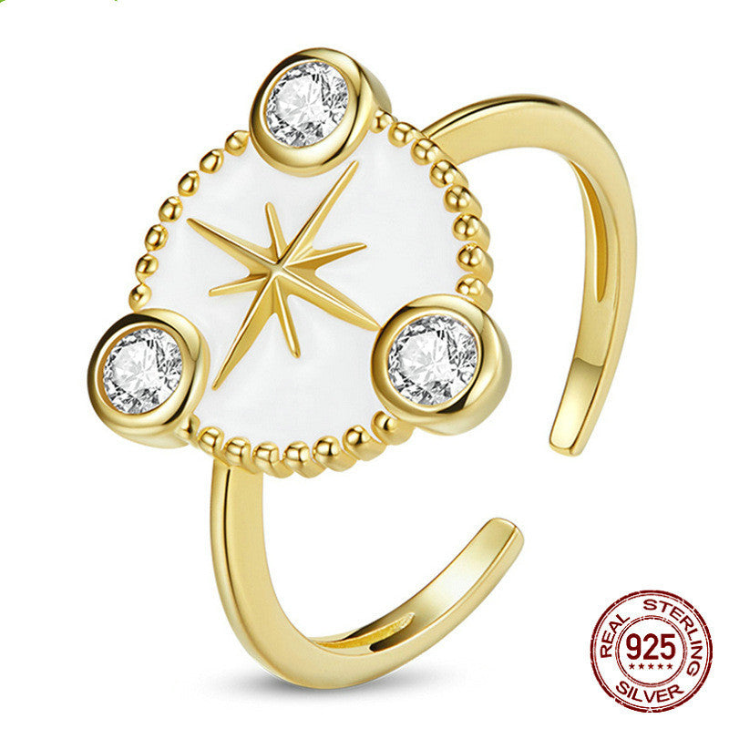 Personality Eight-pointed Star Ring Cold Wind Plated With Real Gold