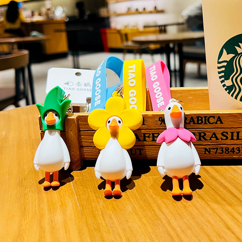 Cute Cartoon A Goose Keychain Fashion Student Pendant Personality Schoolbag