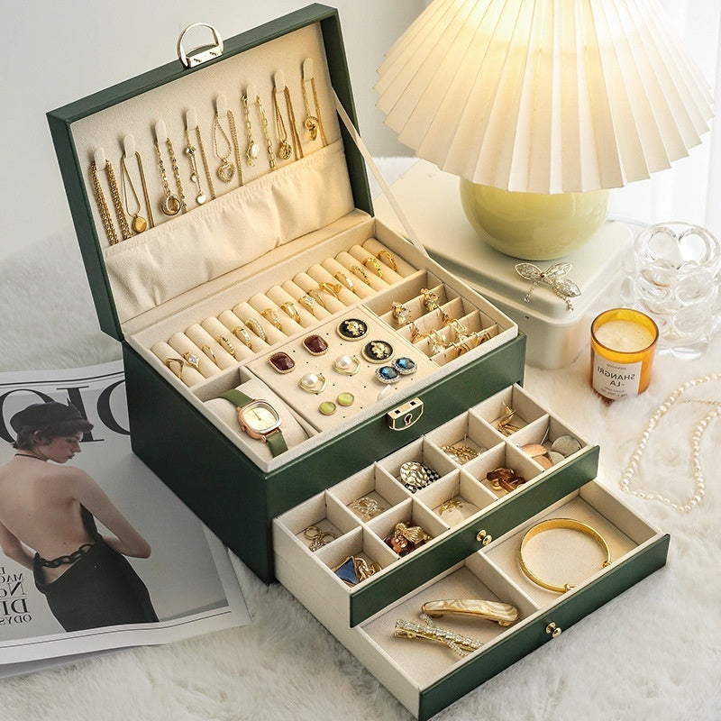 Boîte de rangement de bijoux Boîte à bijoux de luxe exquise pour colliers boucles d'oreilles or