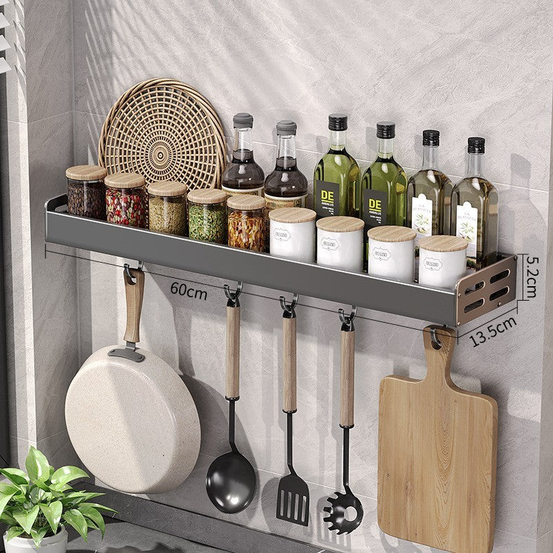 Gun Gray Kitchen Storage Rack Alumimum Punch-free Multi-functional Household