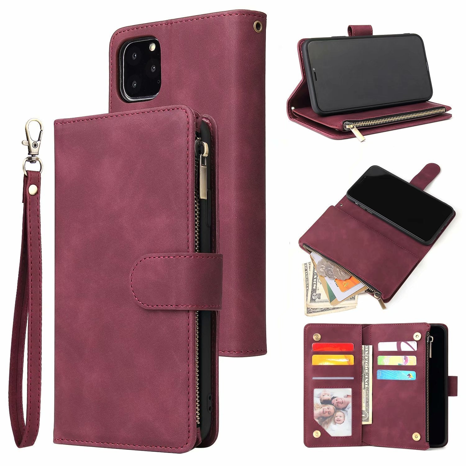 Multi-card Zipper Bag Protective Shell Wallet Phone Case