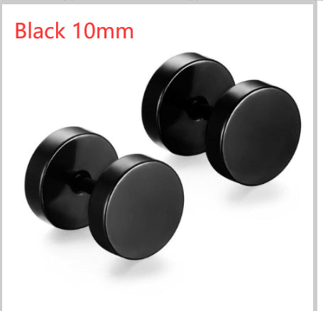 8MM Stainless Steel Earrings Women Men Gold Silver Black Barbell Ear Stud Piercing Earring Tunnel Punk Gothic Jewelry