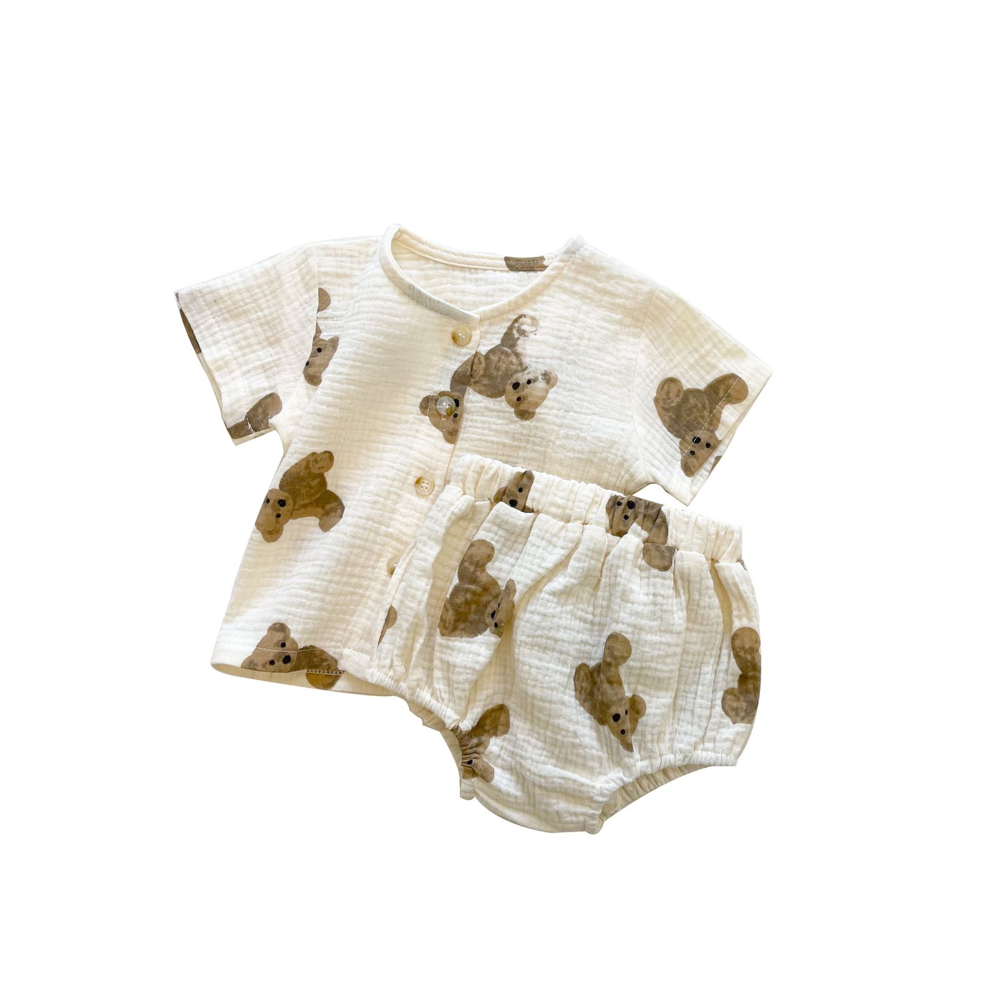 Bear Printed Baby Two Pieces Blouse And Pants