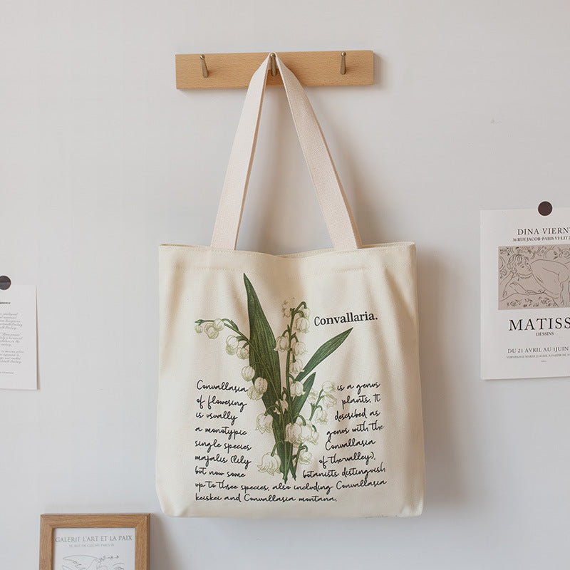 Literary And Retro Large-capacity Student Class Tote  Canvas Bag