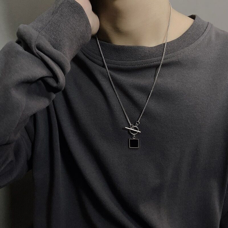 Trendy Male Hip-hop Titanium Steel Geometric Necklace