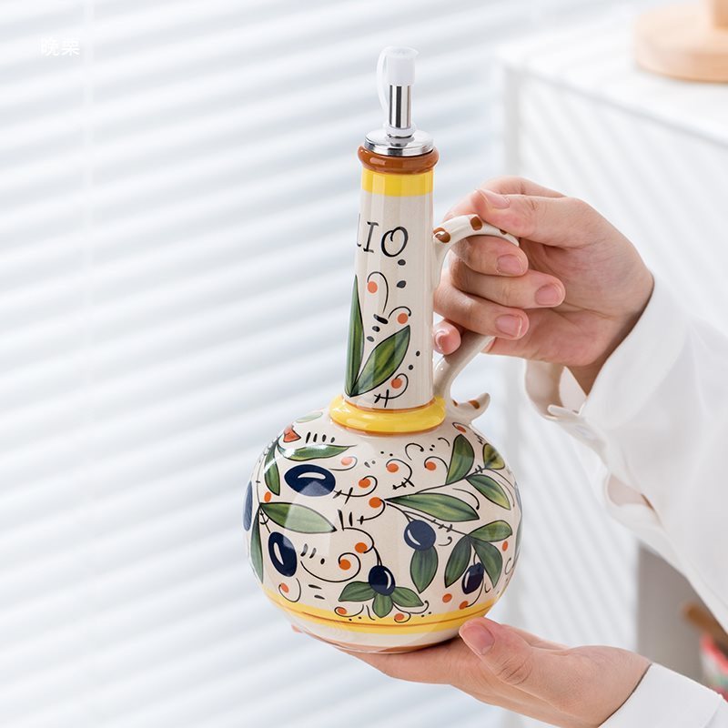 Underglaze Porcelain Olive Oil Vinegar Bottle Kitchen Seasoning Bottle