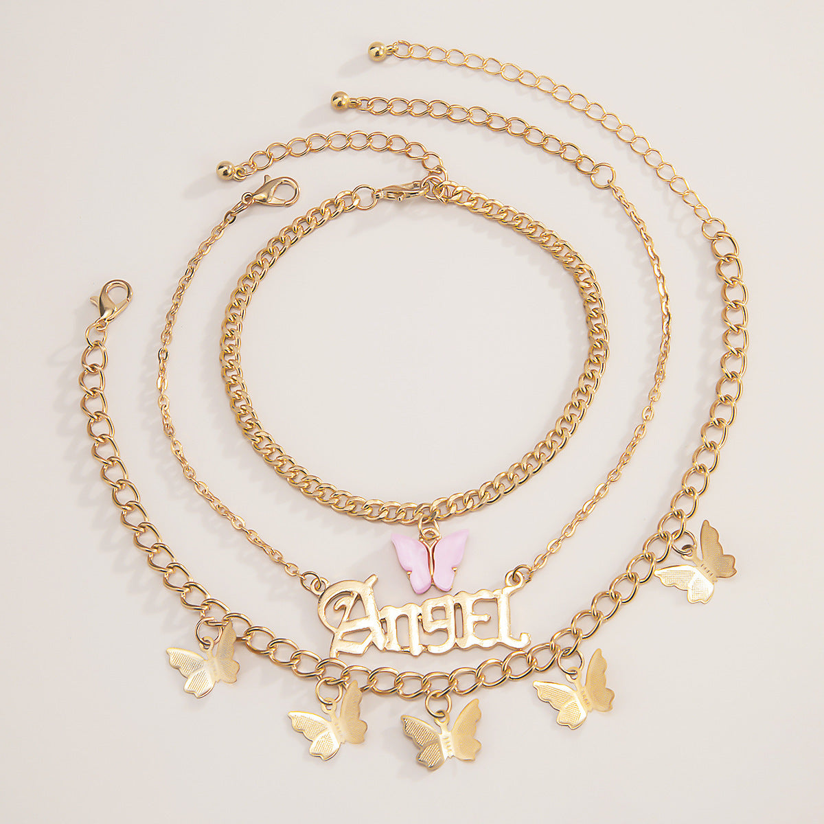 Bracelet de cheville pour femmes avec pendentif papillon, style rétro urbain