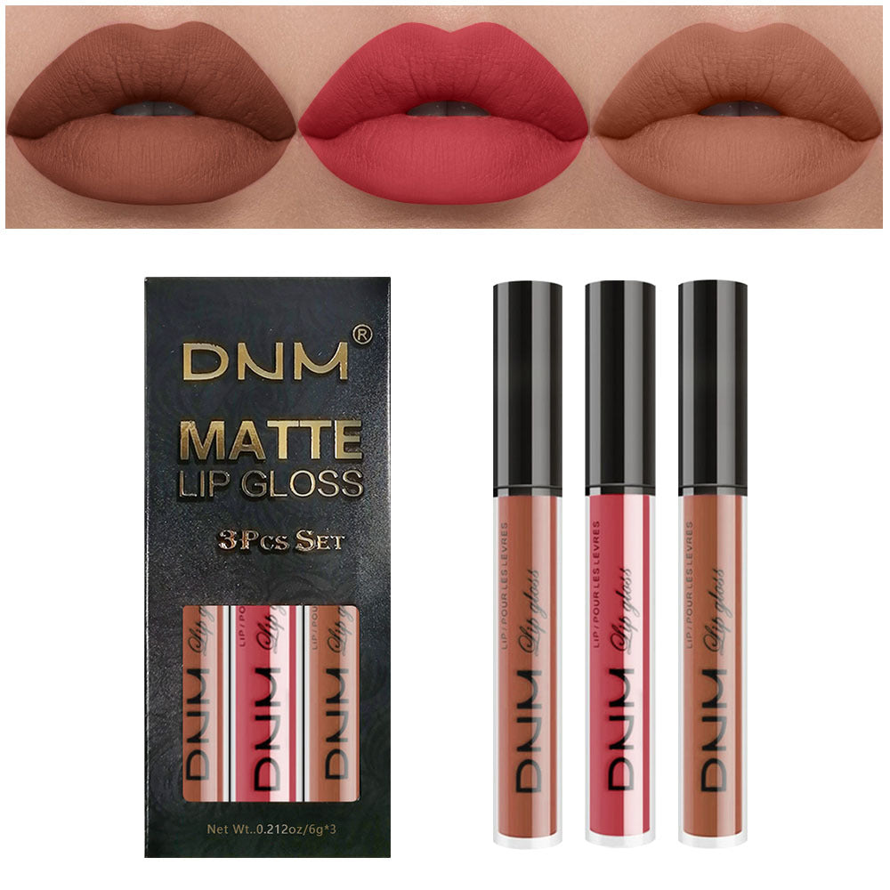 Matte Finish Velvet No Stain On Cup 3 PCs Suit Lip Gloss Liquid Lipstick