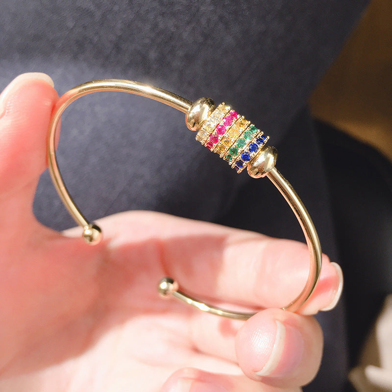 Fashion Colorful Crystal Diamond Transfer Steel Ball Bracelet
