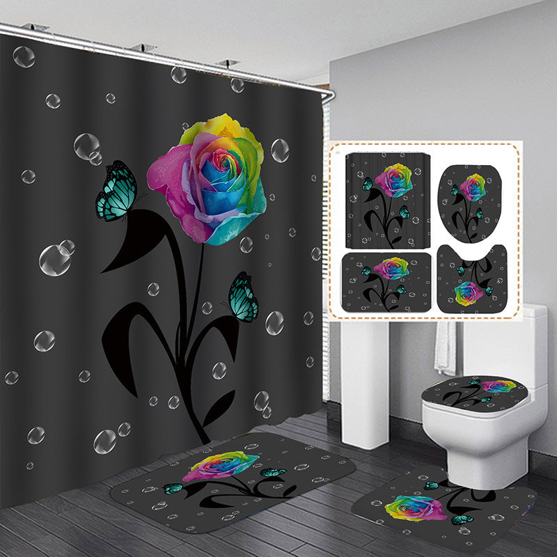 Floral Printing Series Polyester Shower Curtain