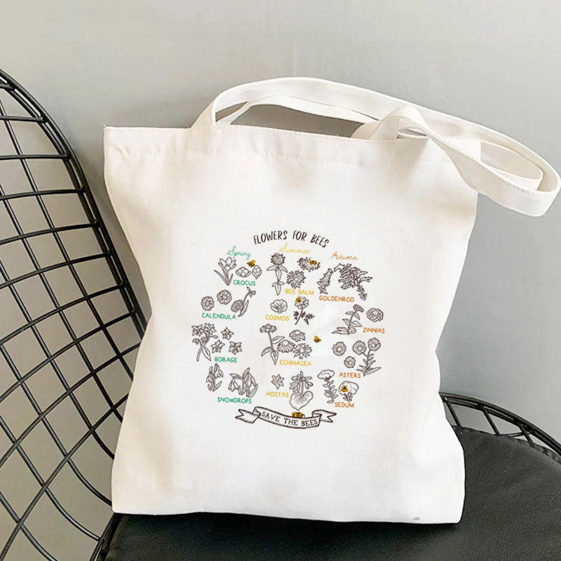 Women's Fashion Canvas One Shoulder Tote Shopping Bag