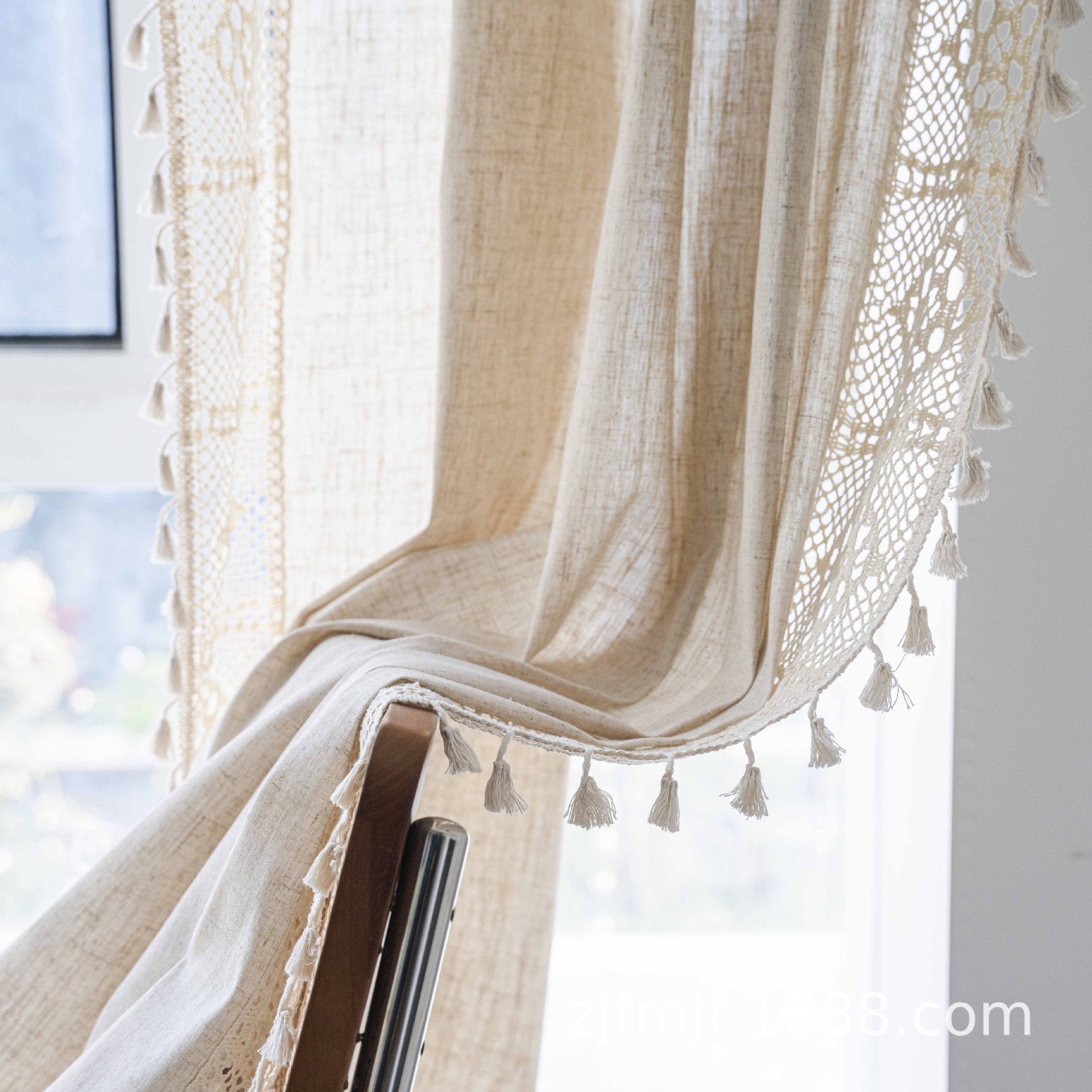Crochet Plaid Stitching Partition Short Curtain