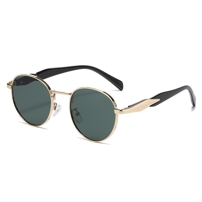 Lunettes de Soleil Rondes en Métal Protection UV pour Femme