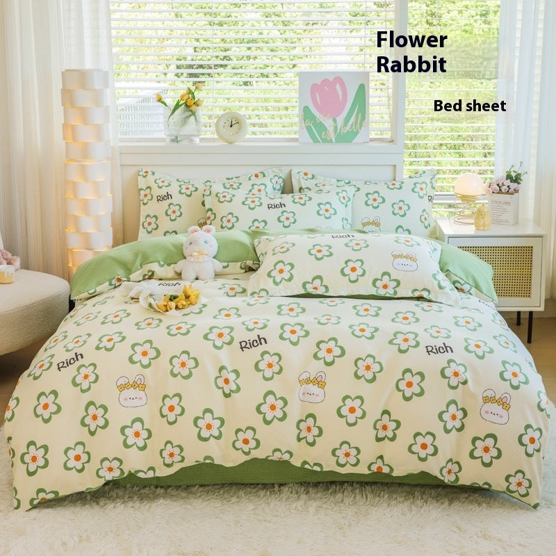 Four Seasons Woolen Cotton Four-piece Quilt Cover Bed Sheet Dormitory Set
