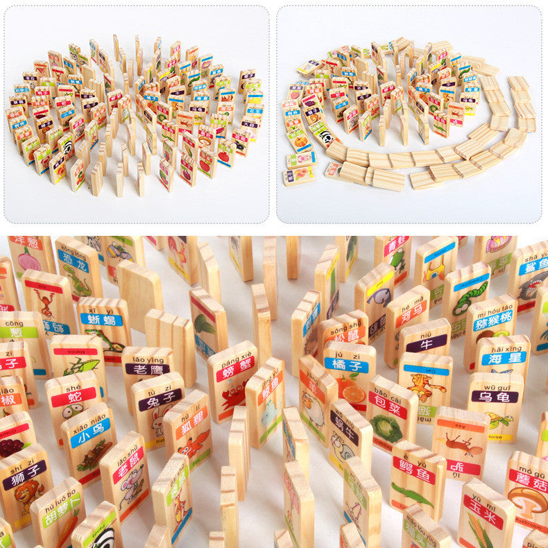 Single-sided Fruit Animal Dominoes Children's Toys Learning Building Blocks