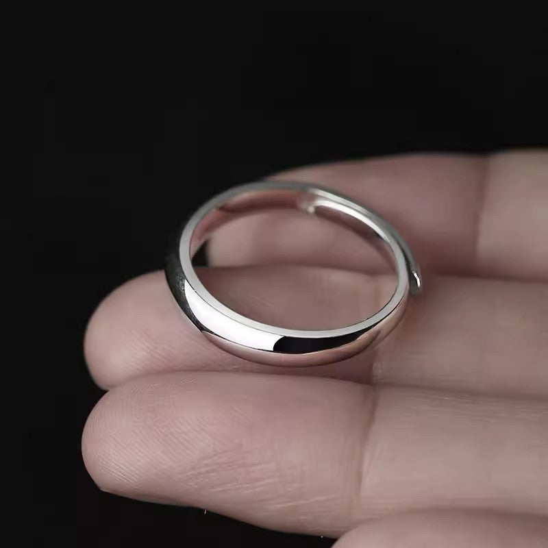 Simple S999 Pure Silver Glossy Simple Bracelet Ring