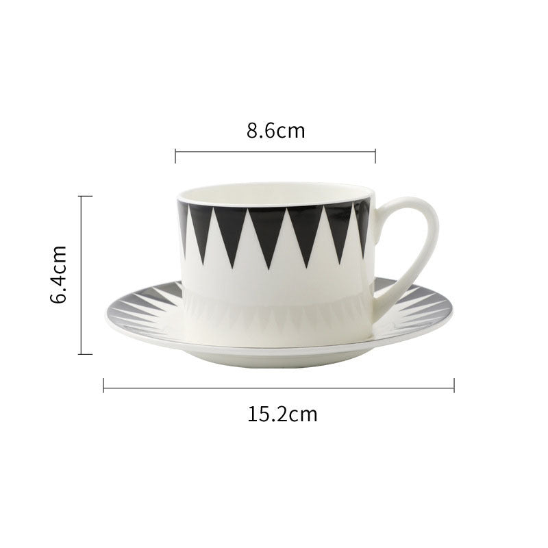 Coffee Cup Dish Suit Nordic Black And White Geometry European Creative Simple English Afternoon Tea Lovers Ceramic Cup