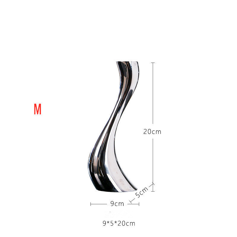 American Graceful Curve Swan Ceramic Silver Plated Candle Holder