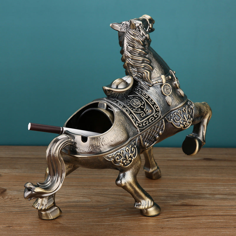 Horse Ashtray Household Metal Creative Personality With Lid Decorations