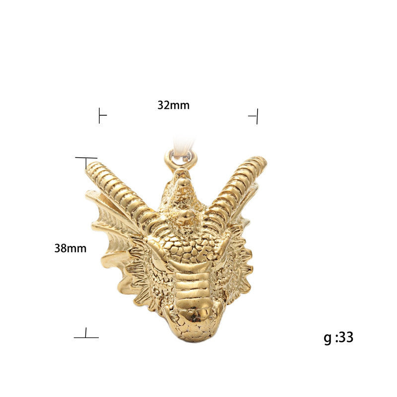 Ornament Titanium Steel Dragon Pendant Vintage Stainless Steel Necklace