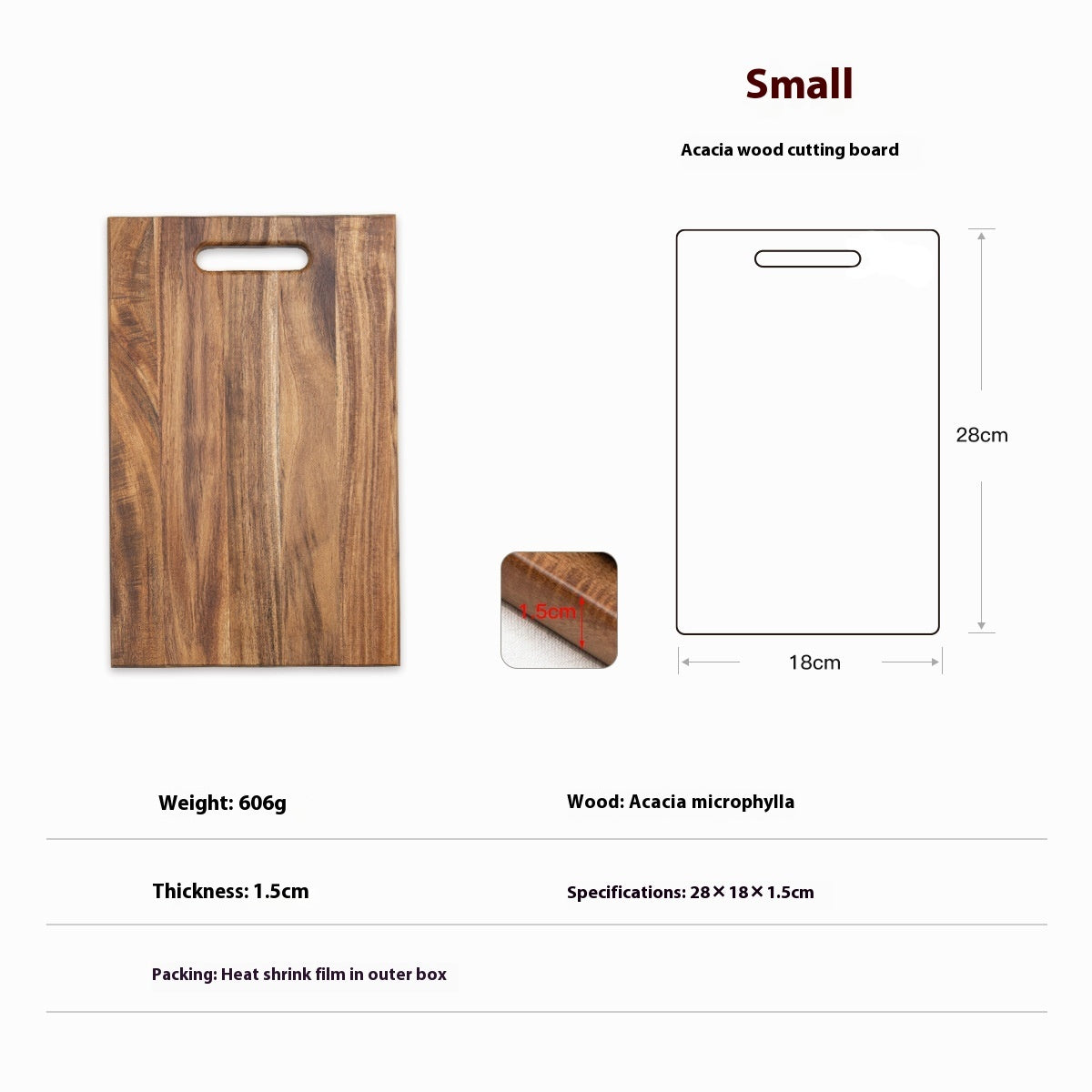 Square Acacia Mangium Large Simplicity Chopping Board Steak Cutting Household