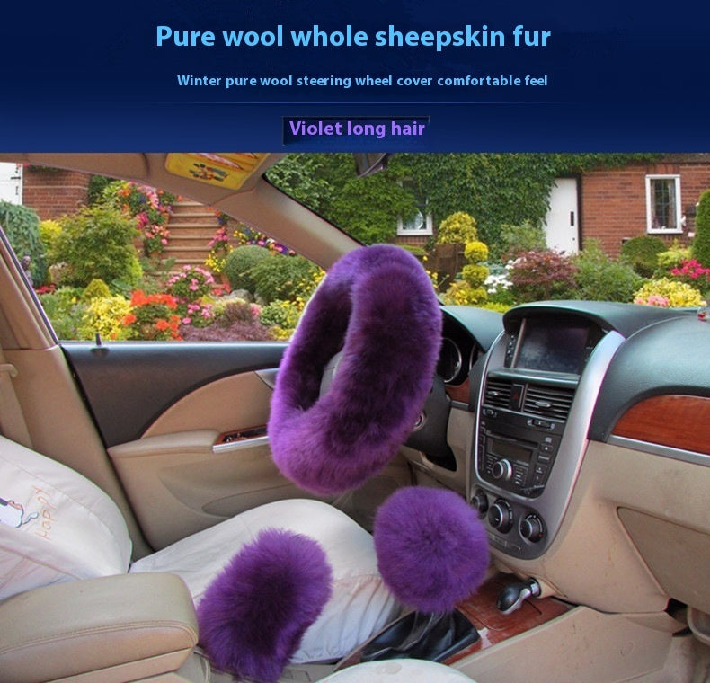 Pure Wool Car Steering Wheel Cover Three-piece Set