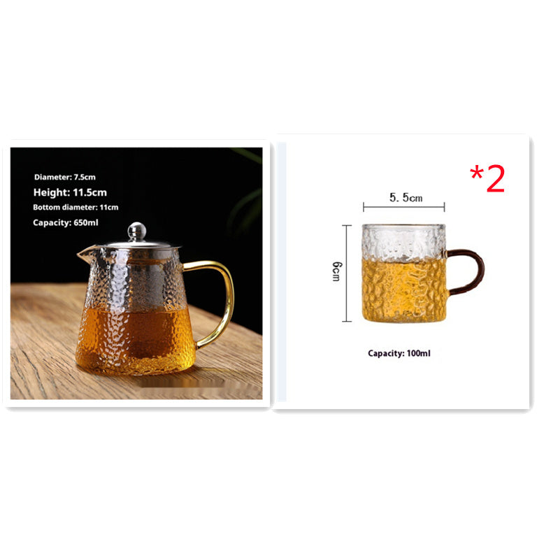 Théière en Verre Ultra Épais Infuseur à Thé Grande Taille Transparent Filtre en Acier Inoxydable Fleurs et Plantes Résistantes à la Chaleur