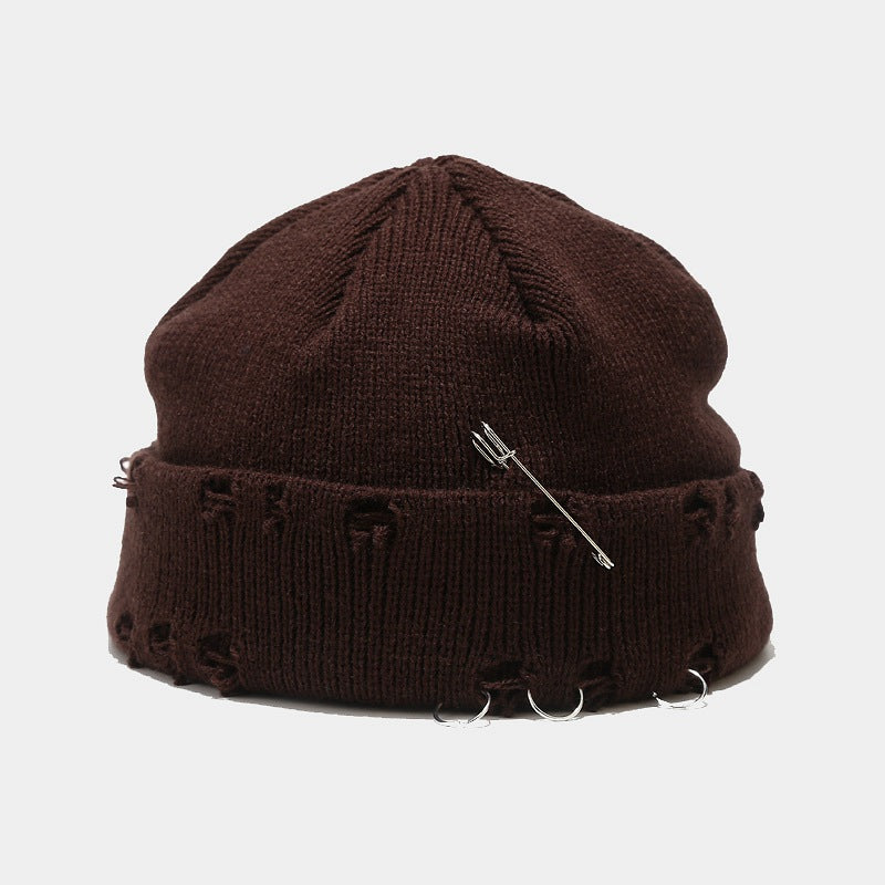 New Style Knit Hat With Hoop Pin Hole