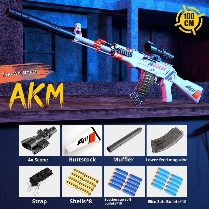 Luo Chen Throwing Shell AK47 Soft Bullet Gun Children Can Launch Toy Gun Simulation Submachine Gun Boy Assault Rifle Outdoor