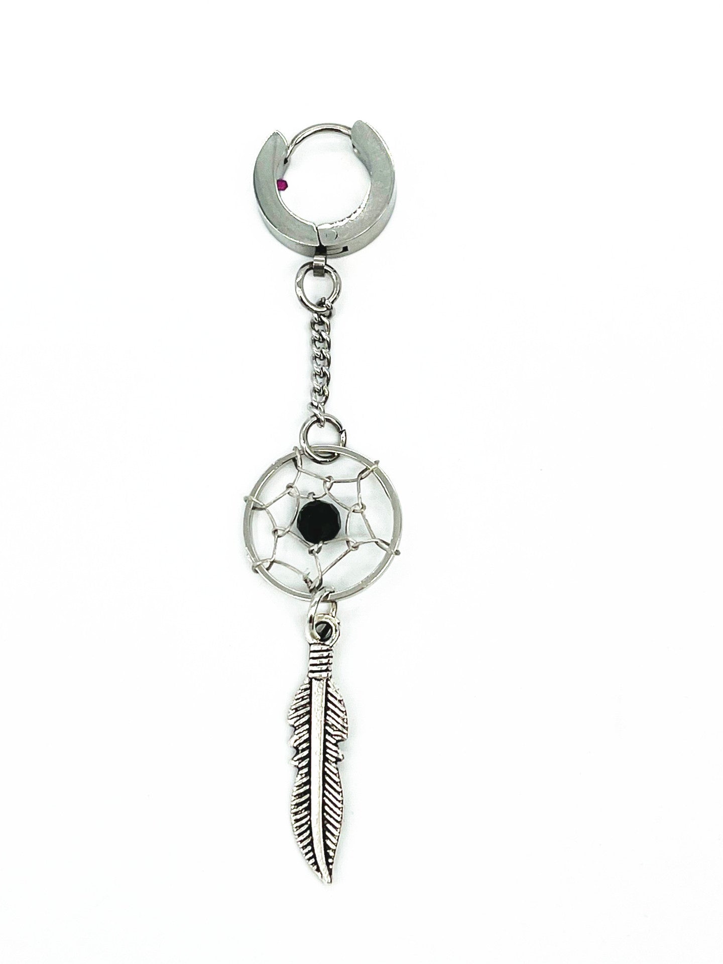 Dream Catcher Feather Net Stud Earrings For Men