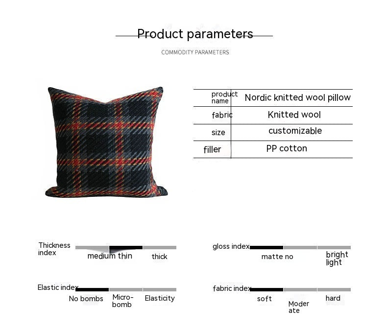 Housse de coussin de canapé en laine à carreaux de style luxe abordable pour chambre d'hôtel