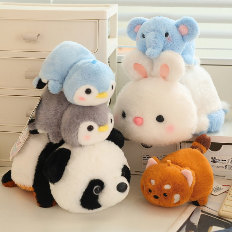 Jouets en peluche Éléphant Pingouin Panda Petit panda Lapin blanc Cadeau d'anniversaire pour fille
