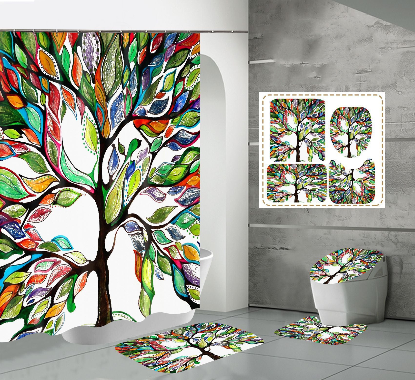 HD Digital Printing Waterproof Polyester Shower Curtain