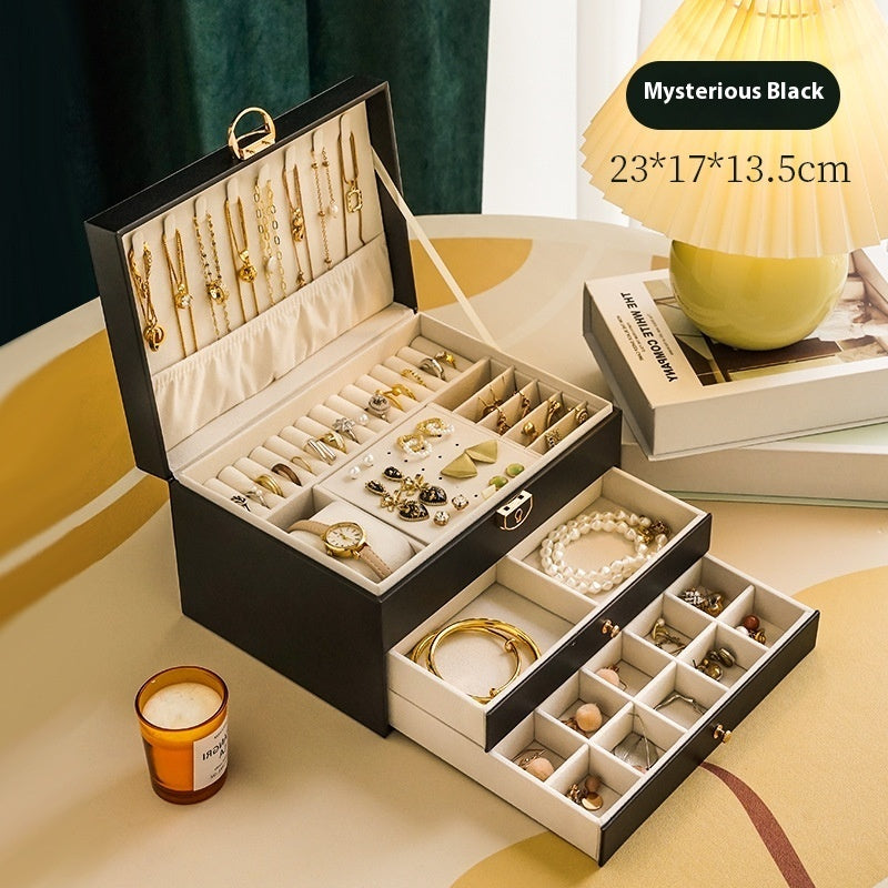 Boîte de rangement de bijoux Boîte à bijoux de luxe exquise pour colliers boucles d'oreilles or