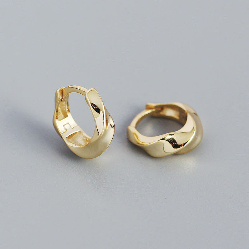 Minimalist Geometric Metal Wind Twisted Glossy Earrings Earrings