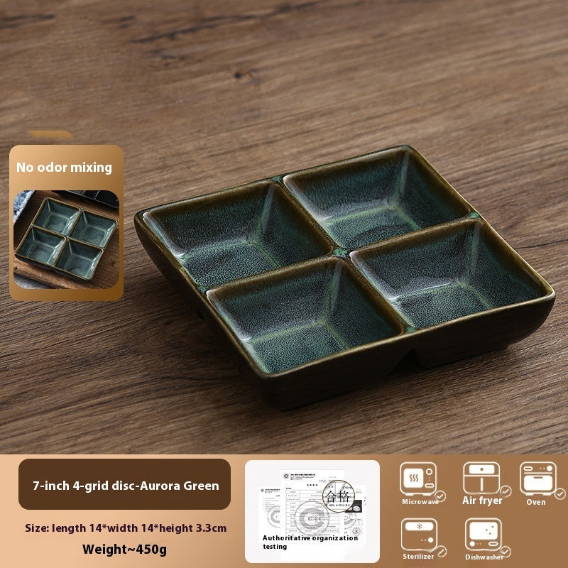 Ceramic Three Grid Seasoning Vinegar Tableware
