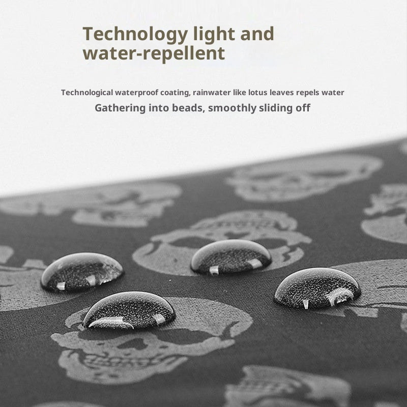 Three-fold Automatic Skull Dual-use Sun-proof UV-proof Wind-resistant Umbrella
