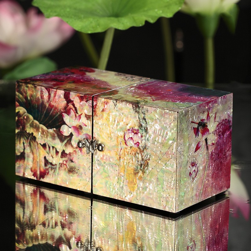 Mother-of-pearl Lacquer Wedding Gift Wooden Jewelry Box