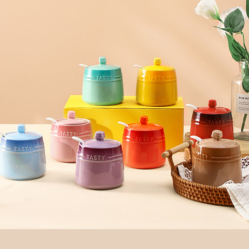 Colorful Ceramic Seasoning Jar Creative Gradient Kitchen Home