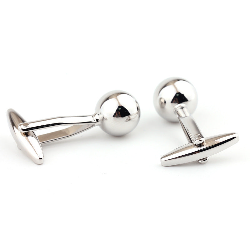 Boutons de manchette en métal en forme de boule en acier argenté pour chemise française pour homme