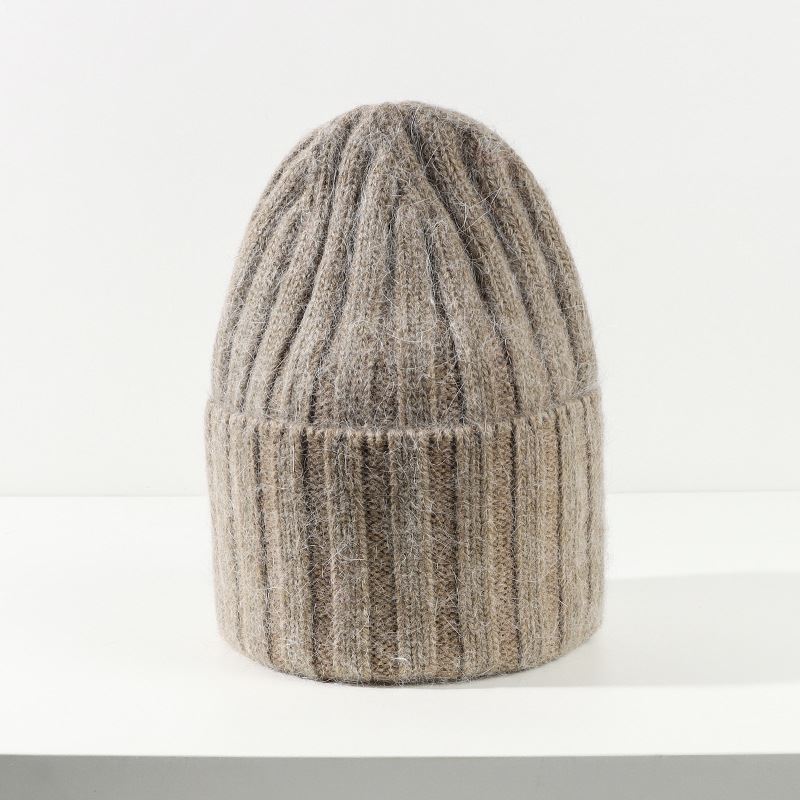 Korean Version Of The Versatile Knitted Hat Japanese Rabbit Hair Vertical Strip Aging